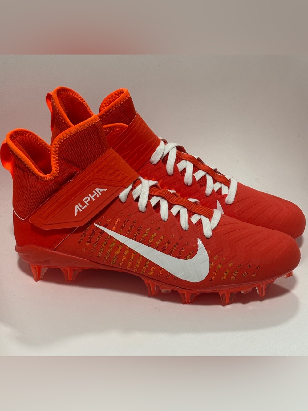 NIKE Orange Alpha Menace Pro 2 Mid Cleats Size 10 NWOT